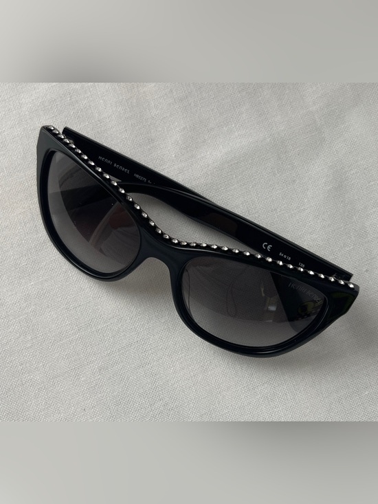 NWO Henri Bendel Black Sunglasses with Crystals on top of Frame main image 11